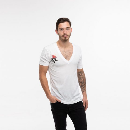 UNISEX-FRANKIE-K-DEEP-V-NECK-WHITE1