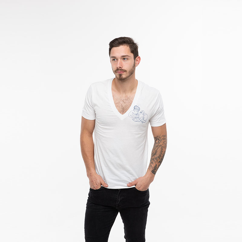 Daring Deep V Tee - White